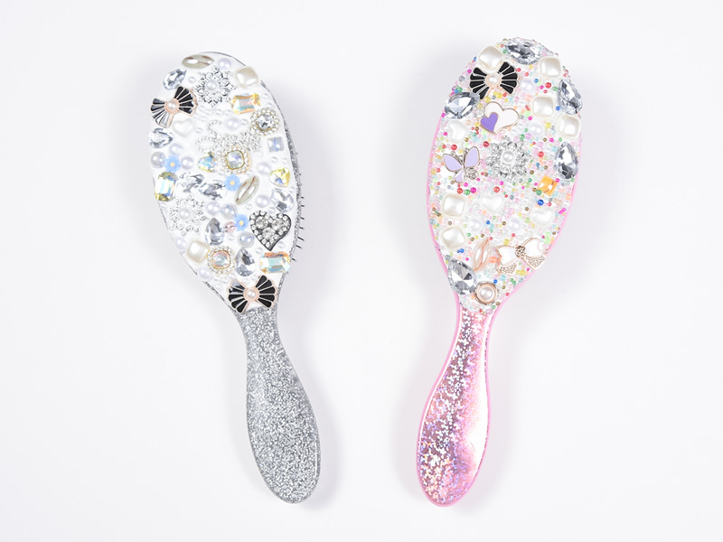 Bàn chải tóc gỡ rối trang sức hình bầu dục Bling