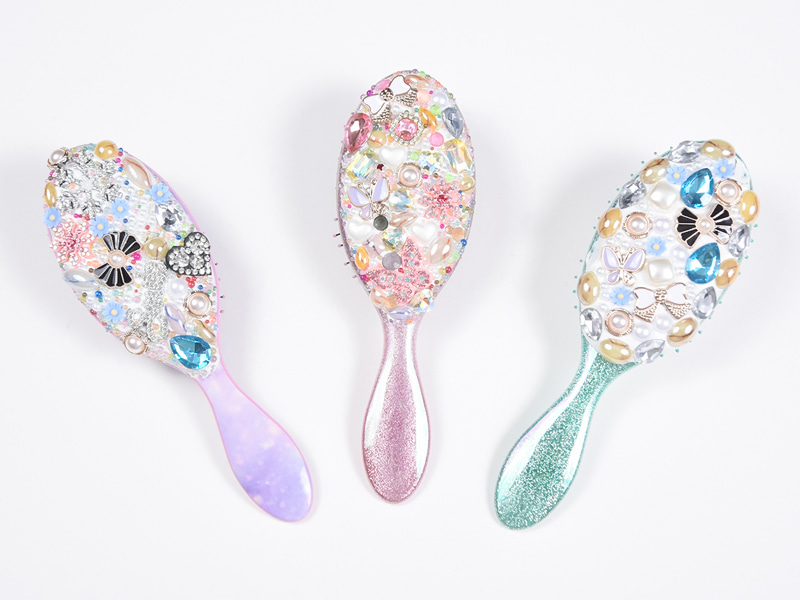 Bàn chải tóc gỡ rối trang sức hình bầu dục Bling