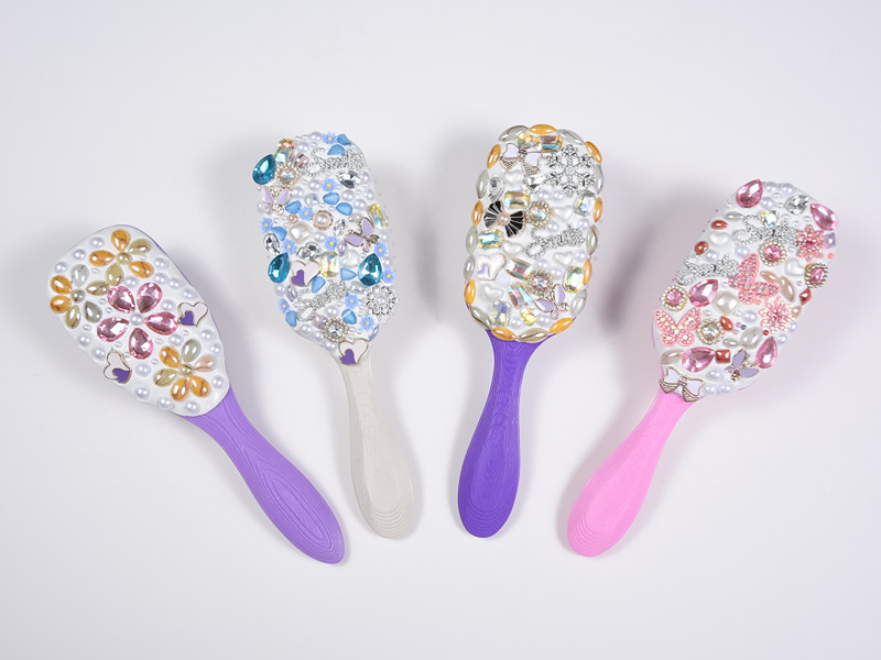 Bàn chải tóc gỡ rối trang sức hình bầu dục Bling